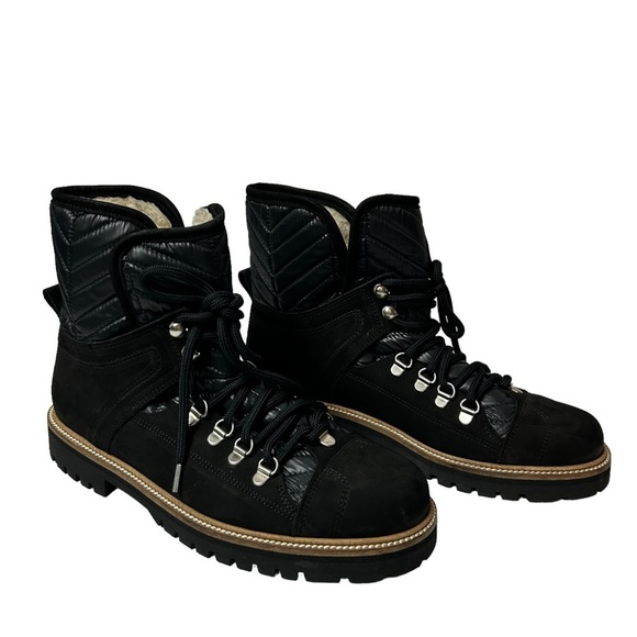 GANNI Women Winter Hiking Shearling bootie black suede lace up sz US 11 EU 41